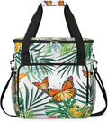 Butterfly Flower Leaf Palm Tree Coffee Maker Carring Bag Travel Tote Bag Compatible with Keurig K-Mini or K-Mini Plus Portable Single Serve Coffee Brewer Case with Pockets for K-cup Pods