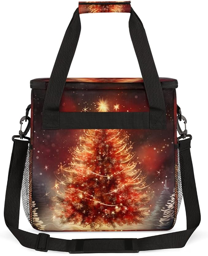 Xmas Tree Coffee Maker Carrying Bag Retro Tree Portable Travel Storage Tote Bag Compatible with K-Mini or K-Mini Plus Single Serve Coffee Brewer Carrying Case with Multiple Pockets &amp Shoulder St