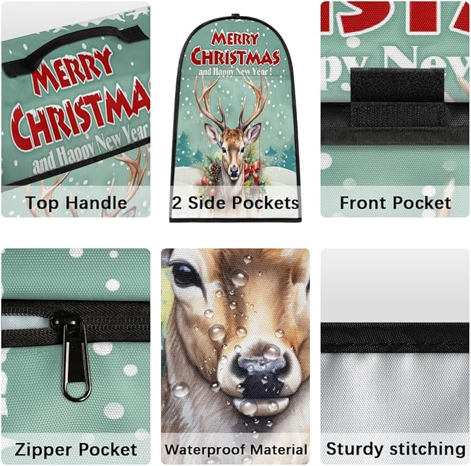 cfpolar Kitchen Aid Mixer Cover Compatible with 6-8 Quarts Christmas Animal Elk Holly Stand Mixer Cover Kitchen Aid Mixers Accessories Appliance Organizer Bag Dust Covers with Zipper Pocket
