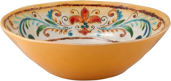 UPware 16 Piece Tuscany Melamine Dinnerware Sets Outdoor Dishes Set Plates and Bowls Sets Service for 4 Multicolor