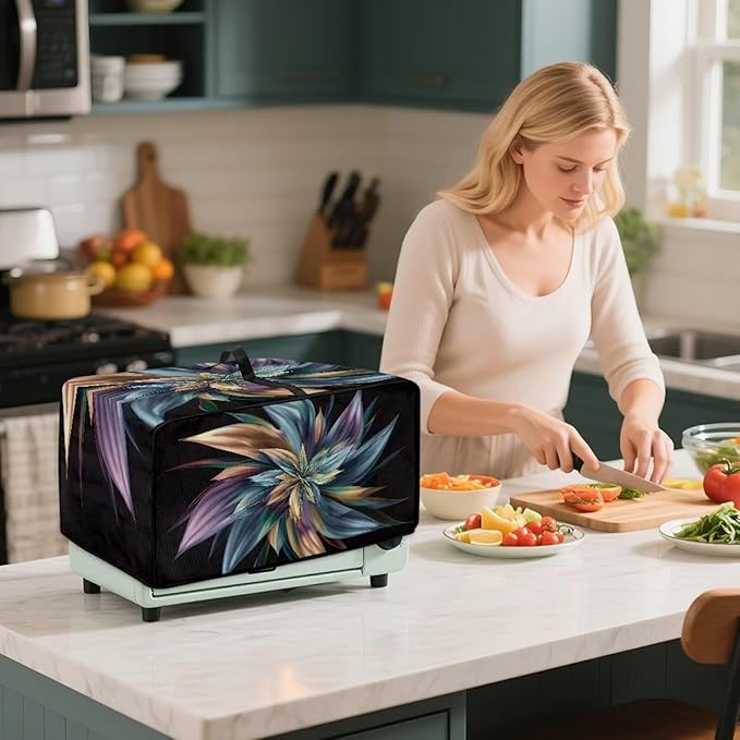 Toaster Oven Heat-Resistant Modern Toaster Oven Heavy Duty Dust-proof Microwave Cover with Storage Side Pockets Protects from Appliances Spills Stain Floral Pattern