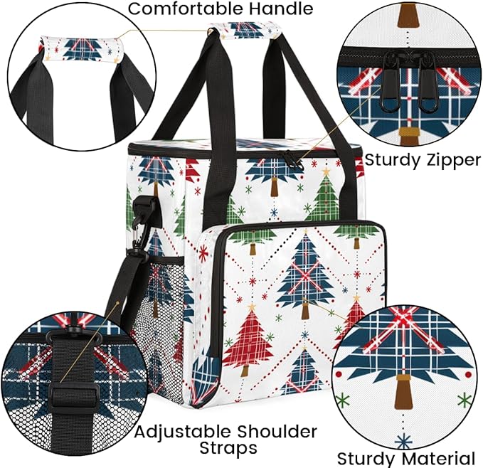 Bright Tree Christmas Coffee Maker Carrying Bag Portable Travel Storage Tote Bag Compatible with K-Mini or K-Mini Plus Single Serve Coffee Brewer Carrying Case with Multiple Pockets &amp Shoulder S
