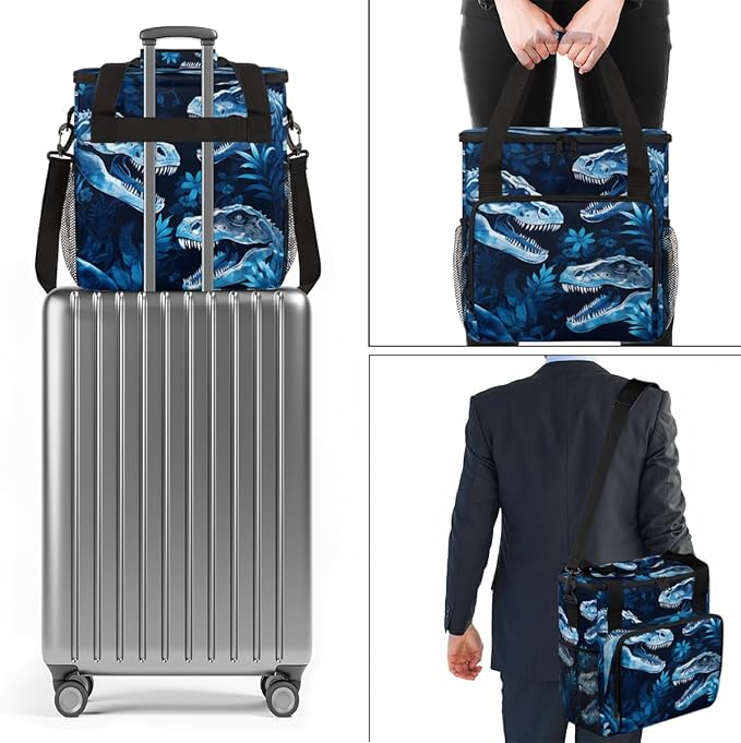 Dinosaur Floral Coffee Maker Carrying Bag Portable Travel Storage Tote Bag Compatible with K-Mini or K-Mini Plus Single Serve Coffee Brewer Carrying Case with Multiple Pockets &amp Shoulder Strap