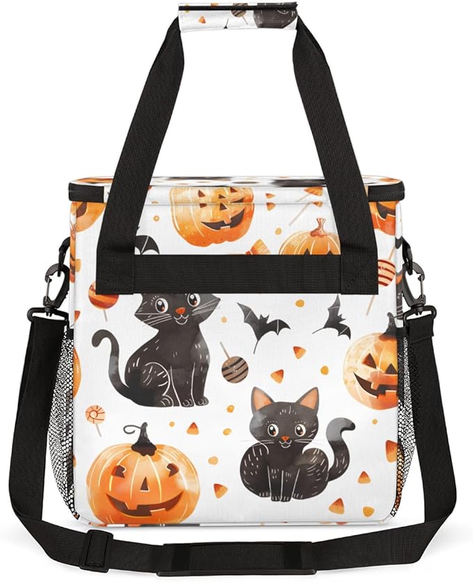 Cartoon Pumpkin Coffee Maker Carrying Bag Cat Pumpkin Travel Storage Bag Compatible with K-Mini or K-Mini Plus Single Serve Coffee Brewer Carrying Case with Multiple Pockets &amp Shoulder Strap