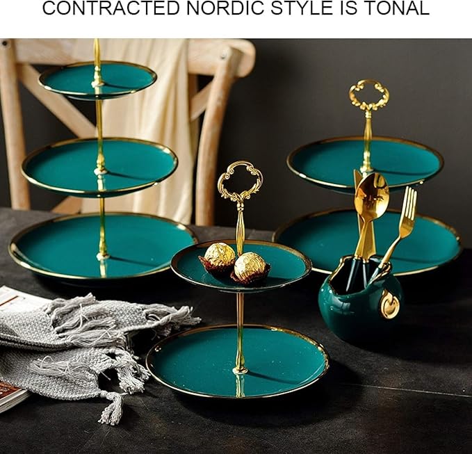 Creative Emerald Dessert Plate with Phnom Penh Fruit Plate Style:Small Two-Layer Cookware Set Cookware Picnic Boiler Cookware