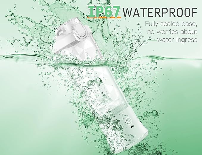 Portable Blender for Smoothies Shakes Juice 20 Oz for Gym Home Office Travel Personal Small Mini Glass Mixer with 6 Blades 150W USB Rechargeable Electric Handheld Blender Cup Watter Bottle