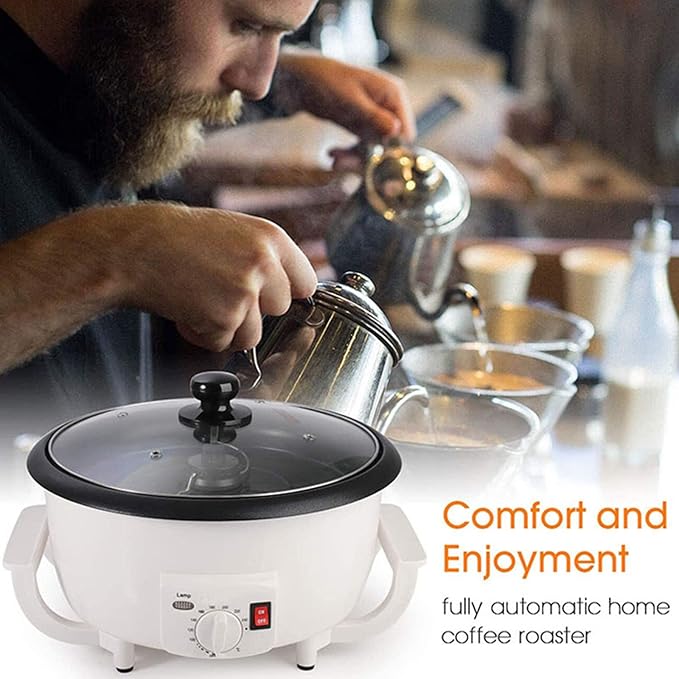 Electric Coffee Roaster Machine Household Coffee Bean Roaster Non-Stick Pot 0-240℃ Temperature Adjustment Grain Drying