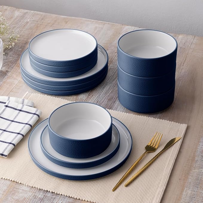 Noritake ColorTex Stone Blue 12-Piece Dinnerware Set Service for 4
