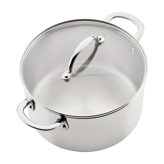 Farberware Millennium Stainless Steel Pots and Pans with Lids Induction Ready Compatible with All Cooktops Metal Utensil Safe 10 Piece Cookware Set Dishwasher Safe - Stainless Steel