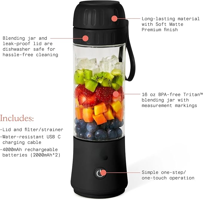 Beautiful Portable to-Go Blender 2.0 70 W 16 oz (Black Sesame)
