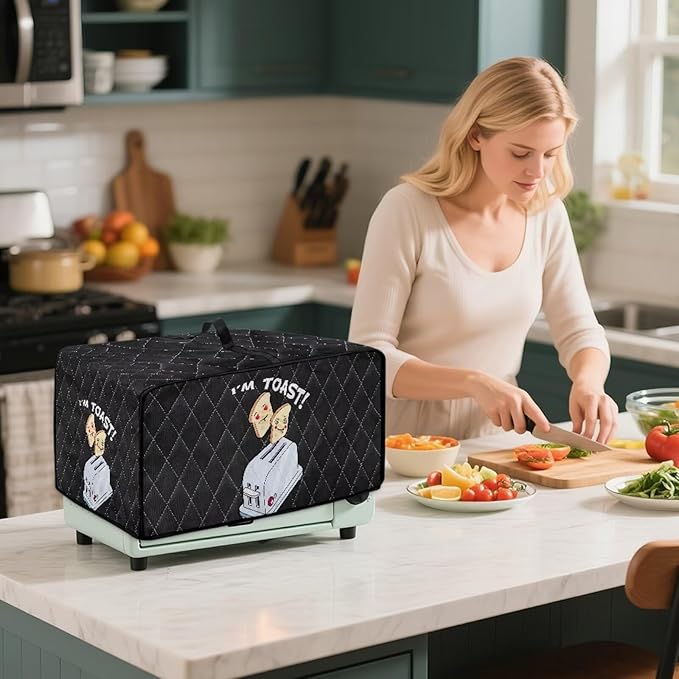 Doojoayie Small Appliance Cover 4 Slice Toaster Dust Protection Cover Bread Machine Protector Gift for Mother Wife Women Cook  Little Toaster Peolple  Print