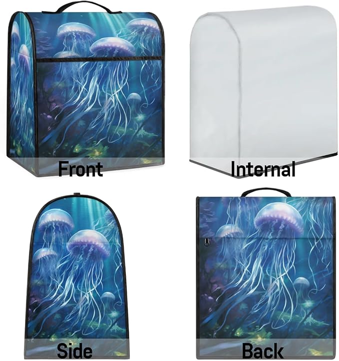 cfpolar Kitchen Aid Mixer Cover Compatible with 6-8 Quarts Blue Jellyfish Ocean Stand Mixer Cover Kitchen Aid Mixers Accessories Appliance Organizer Bag Dust Covers with Zipper Pocket