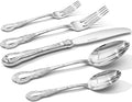 KINGSTONE Vintage Carved Silverware Set 10-Piece 18/10 Stainless Steel Flatware Cutlery Set with Retro Royal Thick Handle Tableware Utensils for Home Restaurant party Wedding Dishwasher Safe