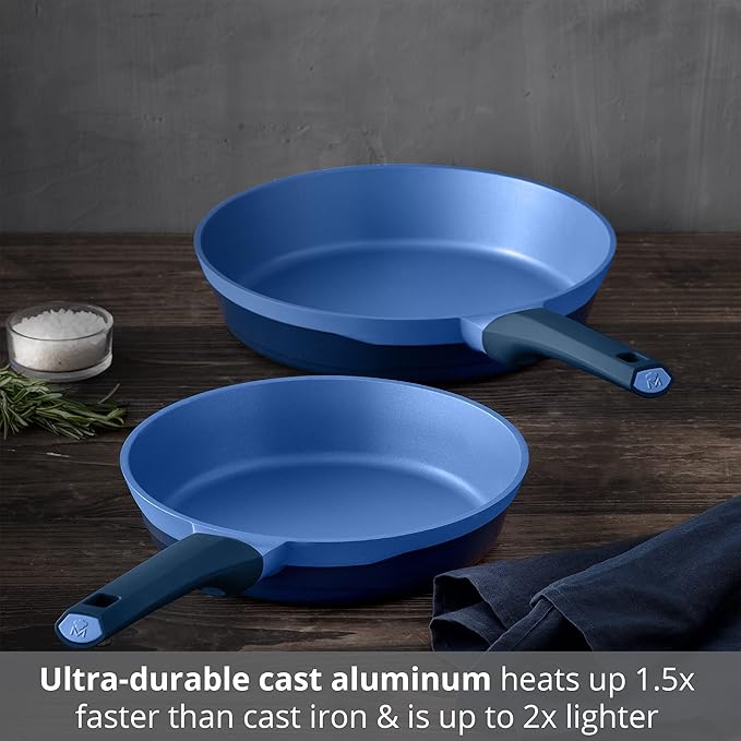 MasterPRO - Gastro Diamond Collection - 2 Piece Fry Pan Set - 9.5” Frying Pan 11” Frying Pan - Durable Cast Aluminum Cookware Set - Non Stick Cooking Pot and Pan Set