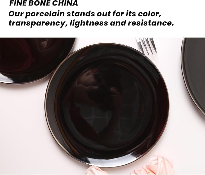 KOKEN Porcelain Dinnerware Set - 16 Pc Round Dinner Set with Mugs Microwave Safe
