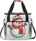 Xmas Snowman Coffee Maker Carrying Bag Cute Snowman Travel Storage Bag Compatible with K-Mini or K-Mini Plus Single Serve Coffee Brewer Carrying Case with Multiple Pockets &amp Shoulder Strap