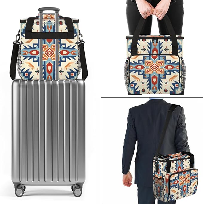 Fractal Mandala Coffee Maker Carrying Bag Portable Travel Storage Tote Bag Compatible with K-Mini or K-Mini Plus Single Serve Coffee Brewer Carrying Case with Multiple Pockets &amp Shoulder Strap