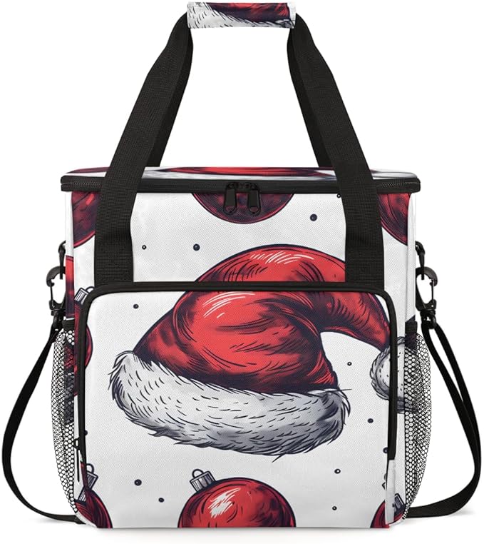 Christmas Hat Coffee Maker Carrying Bag Modern Hat Travel Storage Bag Compatible with K-Mini or K-Mini Plus Single Serve Coffee Brewer Carrying Case with Multiple Pockets &amp Shoulder Strap