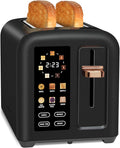 SEEDEEM Toaster 2 Slice Touch Control Stainless Toaster LCD Display 50% Faster Heating Speed 1.4'' Wide Slots More Timer Functions Removable Crumb Tray 1350W Dark Chocolate