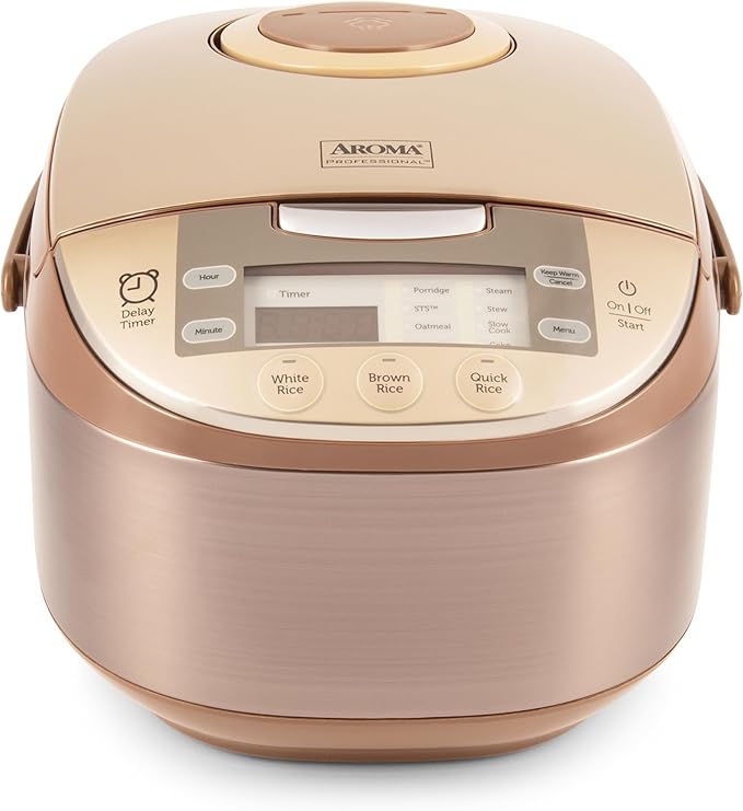 Aroma Housewares ARC-6106 Aroma Professional 6 Cups Uncooked Rice Slow Cooker Food Steamer MultiCooker Champagne