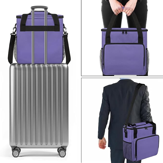 Purple Coffee Maker Carrying Bag Waterproof Insulated Leakproof Cooler Bag Portable Storage Tote Bag Organizer With Shoulder Strap