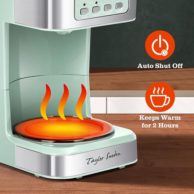 Taylor Swoden 12-Cup Programmable Coffee Maker and Aigostar Toaster 2 Slice Retro Toaster Stainless Steel 1.6 inch Extra Wide Slots Bread