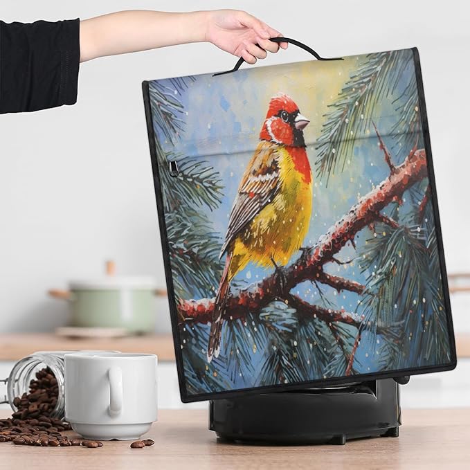 Kitchen Aid Mixer Cover Christmas Bird Tree Cardinal Stand Mixer Cover Compatible with 6-8 Quarts Stand Mixers Dust Covers with Zipper Pocket Foldable Washable Kitchen Aid Organizer Bag