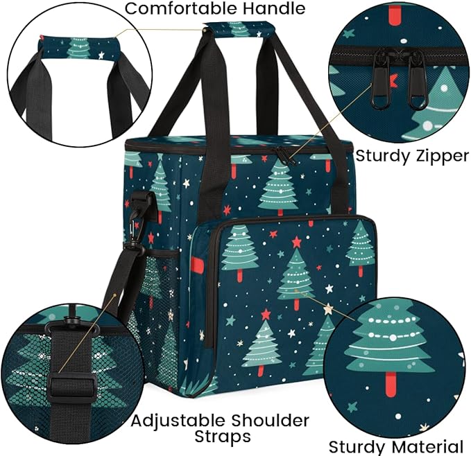 Christmas Tree Coffee Maker Carrying Bag Abstract Tree Travel Storage Bag Compatible with K-Mini or K-Mini Plus Single Serve Coffee Brewer Carrying Case with Multiple Pockets &amp Shoulder Strap