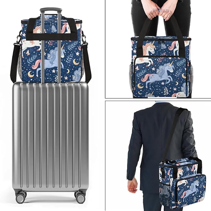 Unicorn Cute Funny Coffee Maker Carring Bag Large Insulated Storage Organizer Case Tote Bags with Shoulder Strap for Travel Work Picnic