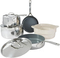 Bloomhouse - Two Time Oprah's Favorite Things Winner - 8 Piece Triply Stainless Steel Pots and Pans Cookware Set W/Grey Non Toxic Pro Ceramic Non Stick Interior