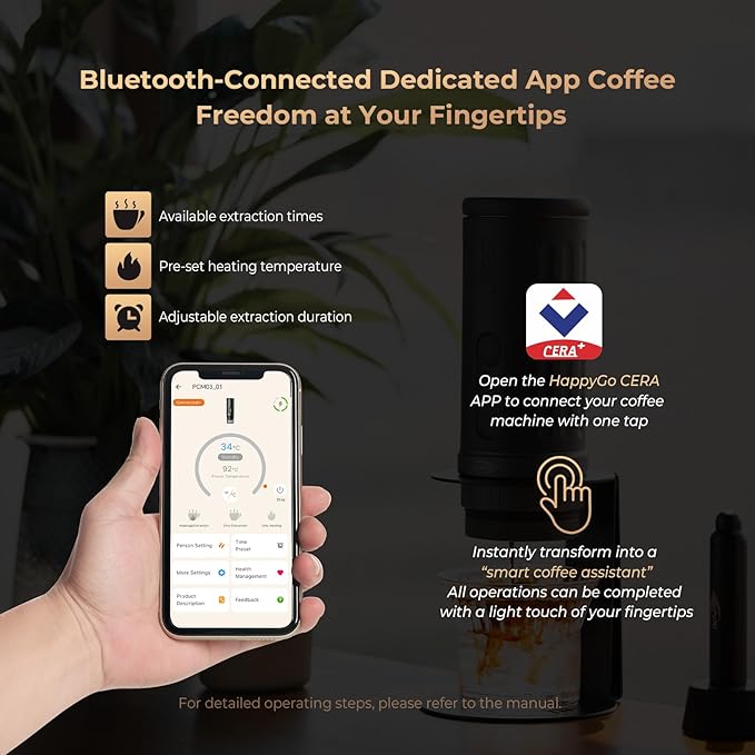 IKAPE Newly KAPO K2 Portable Espresso Machine with Bl uetooth APP Connect &amp 51mm Bottomless Basket Electric Coffee Maker 20 Bar Pressure for Home Travel Camping