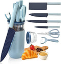 Knife Set 7-Piece Kitchen Knife Set with Sharp Chef and Meat Knives Anti-Rust Utility Knives Set for Kitchen Kitchen Knife Block Set（Blue）