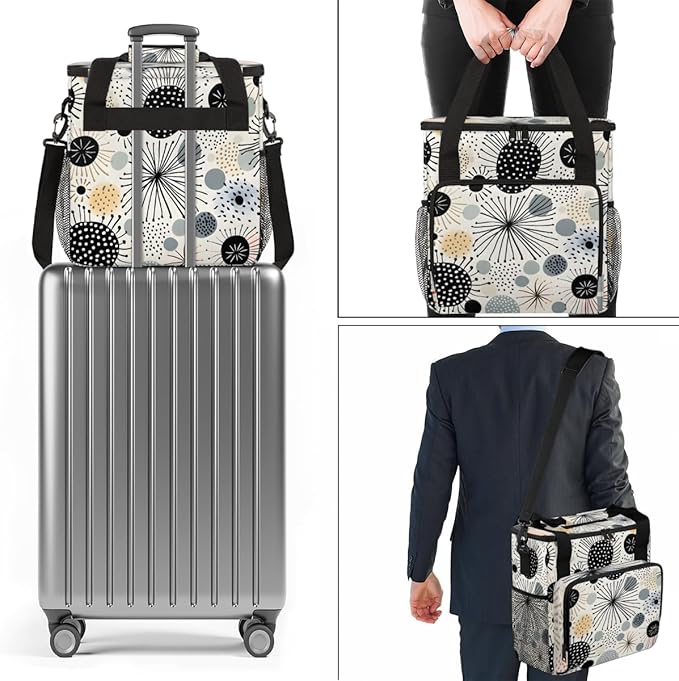 Watercolor Dandelion Coffee Maker Carrying Bag Retro Dandelion Travel Storage Bag Compatible with K-Mini or K-Mini Plus Single Serve Coffee Brewer Carrying Case with Pockets &amp Shoulder Strap