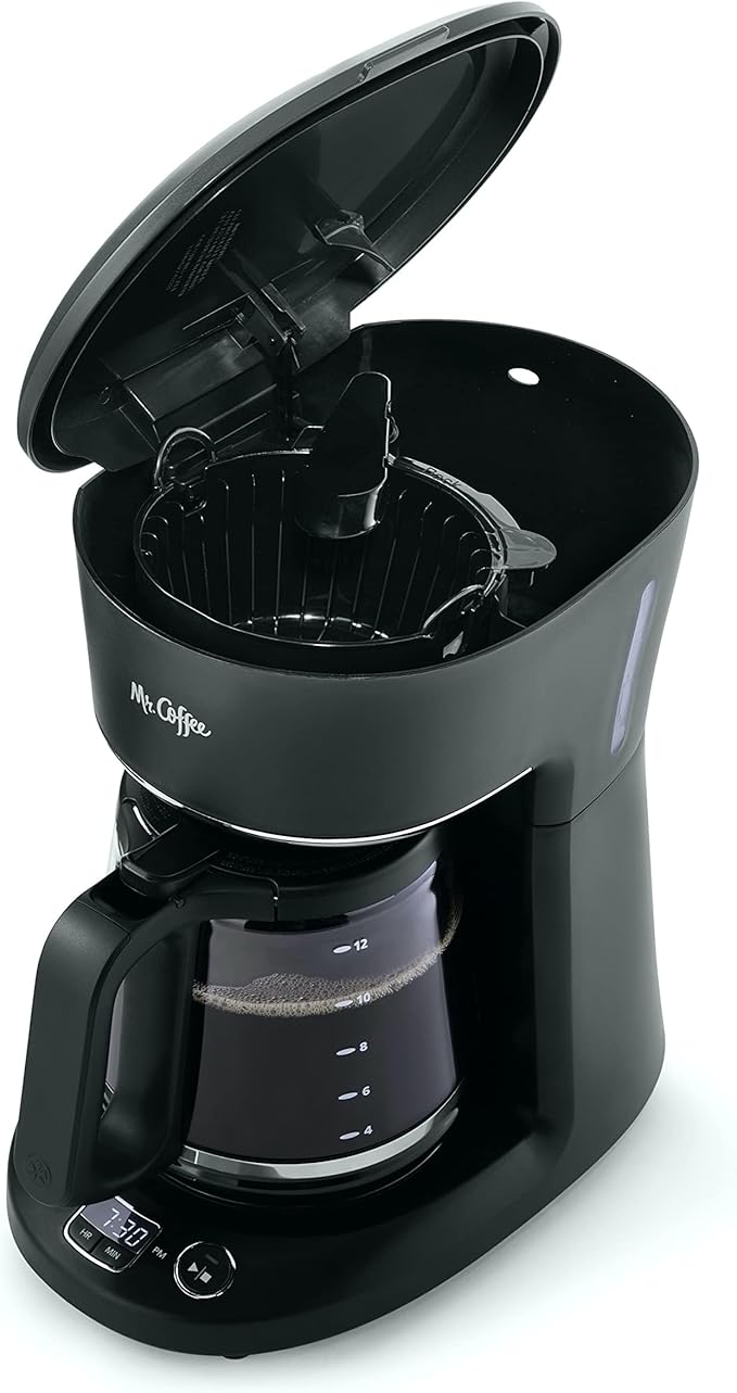 MR. COFFEE 12-Cup Programmable Coffeemaker Brew Now or Later Black