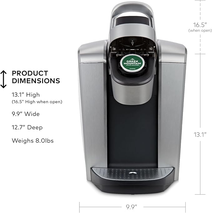 Keurig K-Elite Single Serve K-Cup Pod Coffee Maker with Strength and Temperature Control Iced Coffee Capability 8 to 12oz Brew Size Programmable Brushed Silver