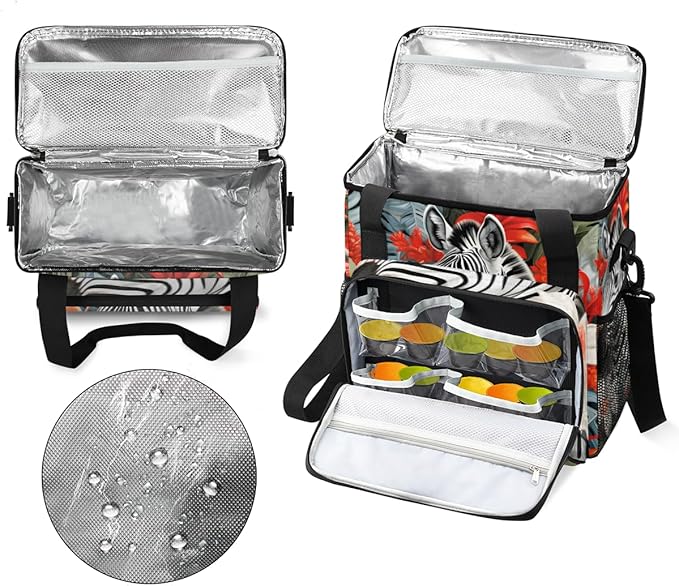 Zebra Flowers Coffee Maker Carrying Bag Portable Travel Storage Tote Bag Compatible with K-Mini or K-Mini Plus Single Serve Coffee Brewer Carrying Case with Multiple Pockets &amp Shoulder Strap