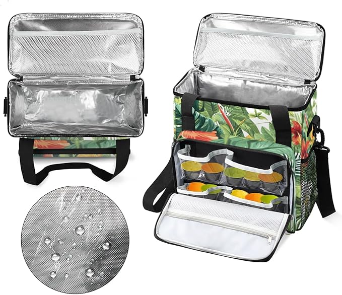 Coffee Maker Carrying Bag Palm Leaves Flower Pattern Single Cup Coffee Maker Travel Bag Compatible with Keurig K-Mini or K-Mini Plus Portable Storage Bag with Shoulder StrapAZ-209
