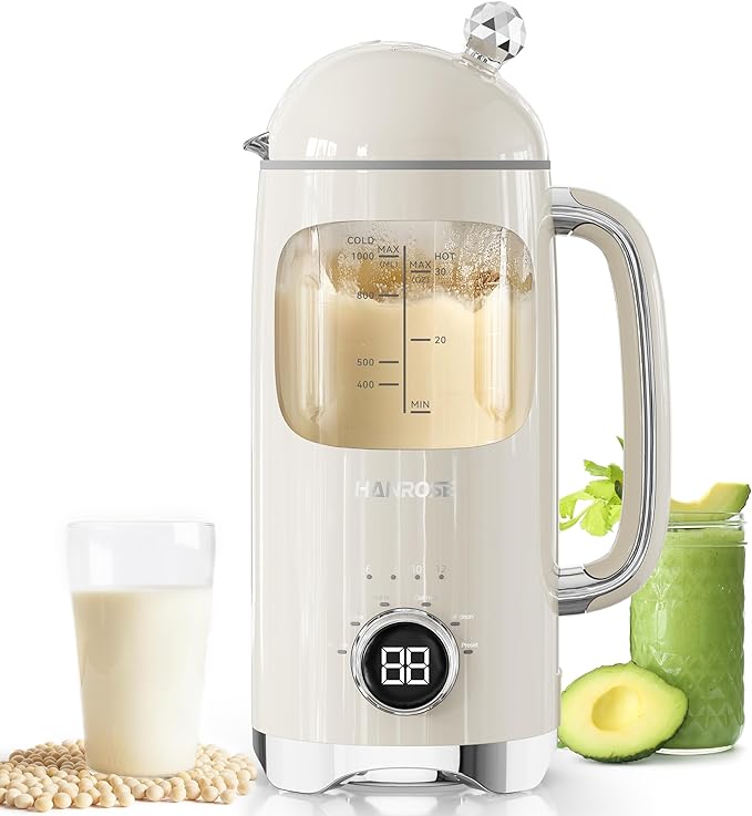 6-in-1 Upgraded 34oz Nut Milk Maker Machine with 8 Stainless Steel Blades Automatic Plant-Based Milk Maker for Homemade Soy Almond Oat Shakes &amp More Keep Warm Delay Timer &amp Self-Cleaning