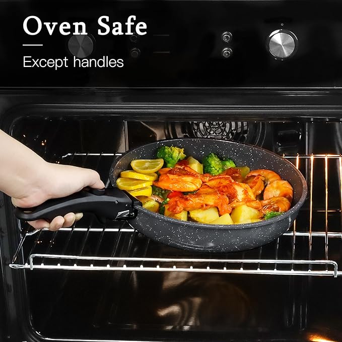 GiPP Ceramic Pots and Pans Set Non Stick Nonstick Detachable Handle Cookware Sets Healthy Non Toxic PFAS PFOA &amp PTFE Free Dishwasher ＆Oven Safe Induction Kitchen Pot and Pan 21 Piece Grey