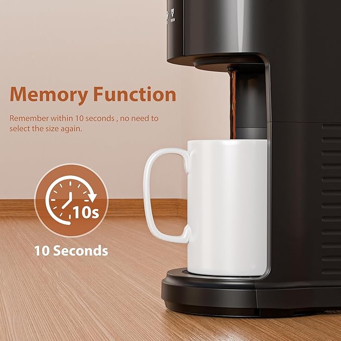 WAA Single Serve Coffee Maker 2 in 1 Coffee Machine for Capsule &amp Ground Coffee 6 to 14oz Brew Size 40oz Removable Reservoir Coffee Brewer with Auto Shut-off Self-Cleaning Memory Function B
