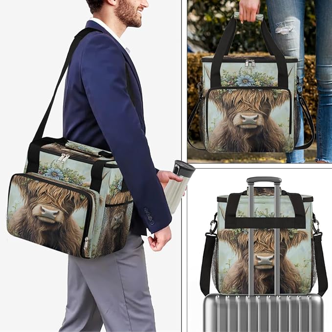 Alpine Cow Flower Coffee Maker Carring Bag Travel Carrying Storage Tote Bag Compatible with Keurig K-Mini or K-Mini Plus Portable Single Serve Coffee Brewer Case with Pockets for K-cup Pods