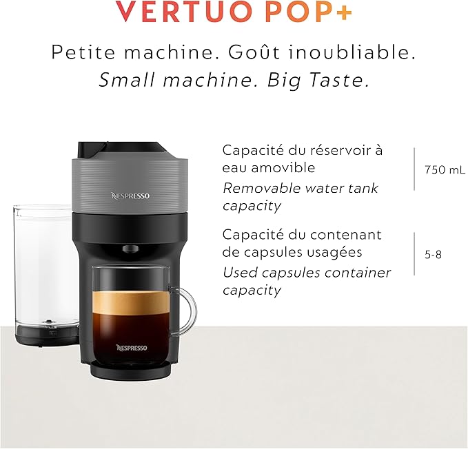 Nespresso Vertuo Pop+ Coffee and Espresso Maker by Breville Dark Grey