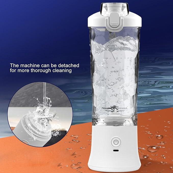 Portable Blender USB Electric Blender Mini Juicer Cup with Stainless Steel Blades 2 Modes for Making Smoothies Juice Shakes for Travel Camping Gym Office 600ml (White)