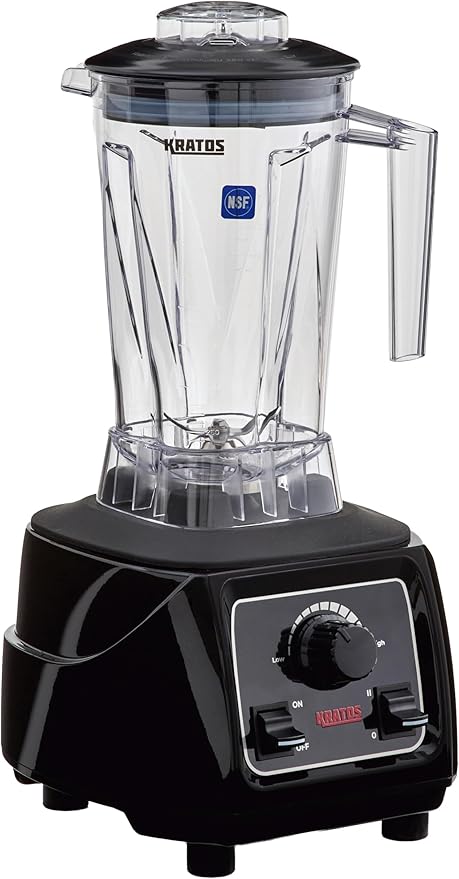 Kratos Commercial 3.5 HP Variable Speed Blender Pulse Feature 64 oz. Jar 120V 1800W NEMA 5-15P Plug Black Countertop Professional Blender (29B-005)