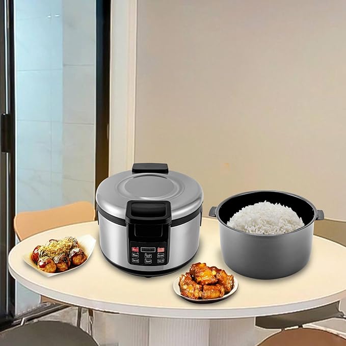 Electric Rice Warmer19L/20Qt Stainless Steel Rice Pot Warmer Food Warmer Pot with Rice SpoonCommercial Large Rice Warmer Insulated Rice Pot for Restaurants Rice Porridge Soup (C Style)