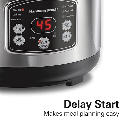 Hamilton Beach Digital Programmable Rice Cooker &amp Food Steamer 14 Cups Cooked (7 Uncooked) With Steam &amp Rinse Basket Stainless Steel (37548)