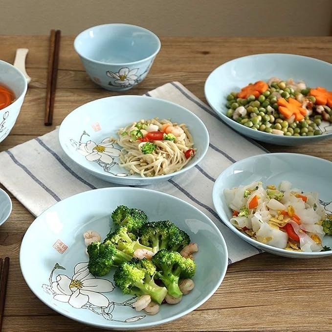 Porcelain Dinnerware Sets Plates and Bowls Sets Fine Porcelain Kitchen Dinnerware Set Plates Dishes Bowls Best for Indoor and Outdoor Party
