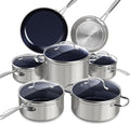 Nuwave Healthy Duralon Blue Ceramic Nonstick Cookware Set Diamond Infused Scratch-Resistant PFAS Free Dishwasher &amp Oven Safe Induction Ready &amp Evenly Heats Tempered Glass Lids &amp Stay-