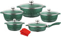Cookware Set Non Stick 10 Piece Nonstick Aluminum Kitchenware with Glass Lids Marble Coated Pots and Pans for Frying and Cooking Essentials Green