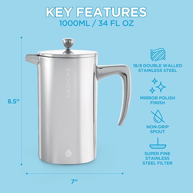 GROSCHE Dublin Stainless Steel Eight Cup French Press 1 EA
